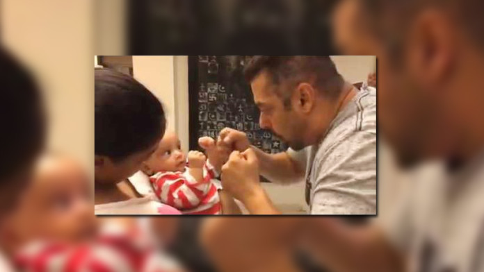 Salman fist fighting with his tiny Nephew