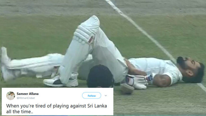 Virat Kohli Lying Down During The India VS Sri Lanka Match Has Turned Into A Hilarious Meme