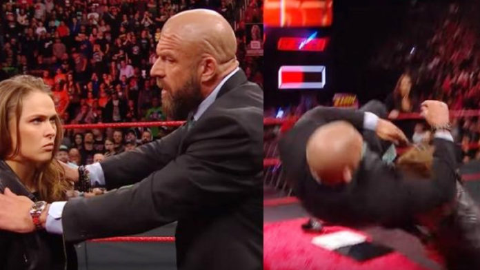 Woman fighter Slammed Triple H Through The Table & Threw Contract On Him when sign language