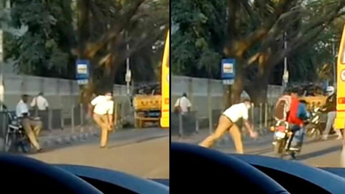 Traffic Police Throws Shoe At Two Bike Riders For Not Wearing Helmet, Got Suspended